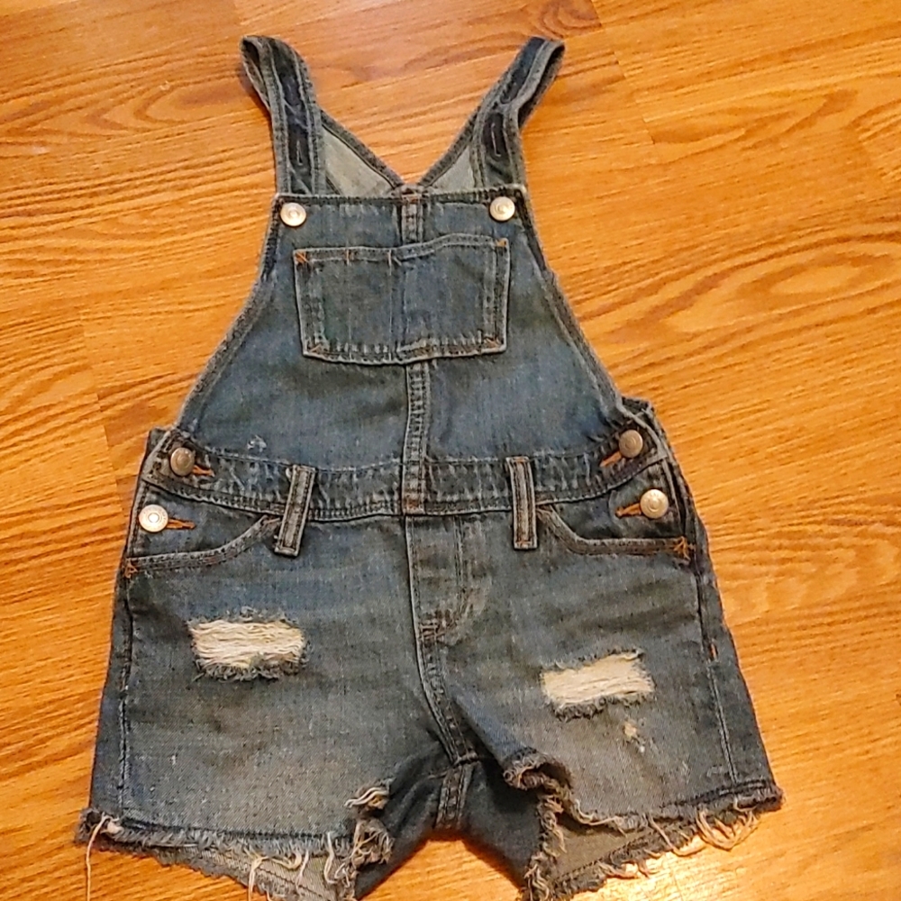 Distressed Short Overalls